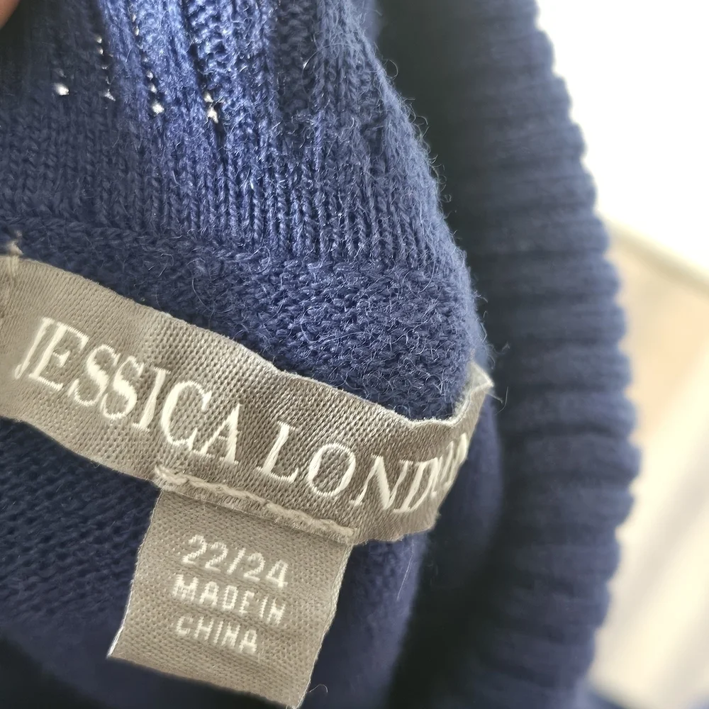 Jessica London Royal Blue Cowl Neck Short Sleeves Sweater Casual Size 22/24.